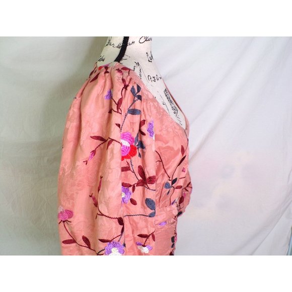 🆕 ByTiMo Ruched Embroidered Jacquard Mini Dress Floral Medium - Picture 8 of 11